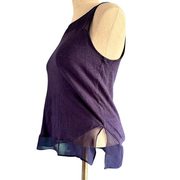 Womens Top Size Small Navy Blue Sheer Tank Office Siren Work Professional Church - Picture 5 of 7